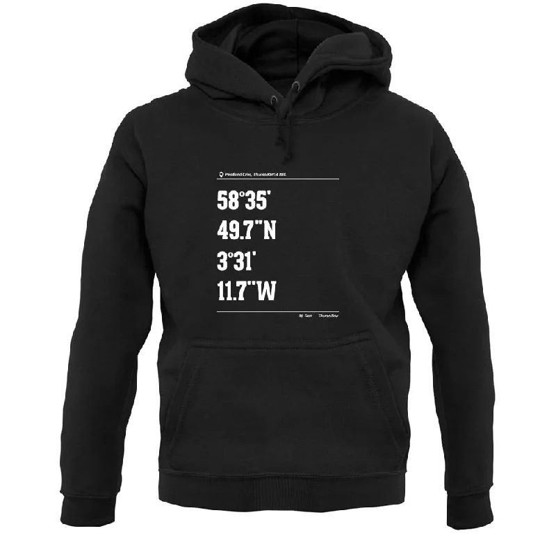 Surfing Coordinates Thurso East Unisex Hoodie Hoodie with Hem Lace Feminine Delicate