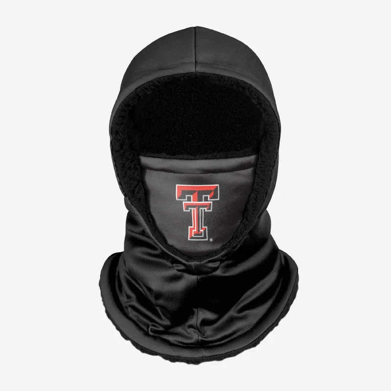 Texas Tech Red Raiders Black Hooded Gaiter Hoodie with Exposed Zipper Edgy Industrial