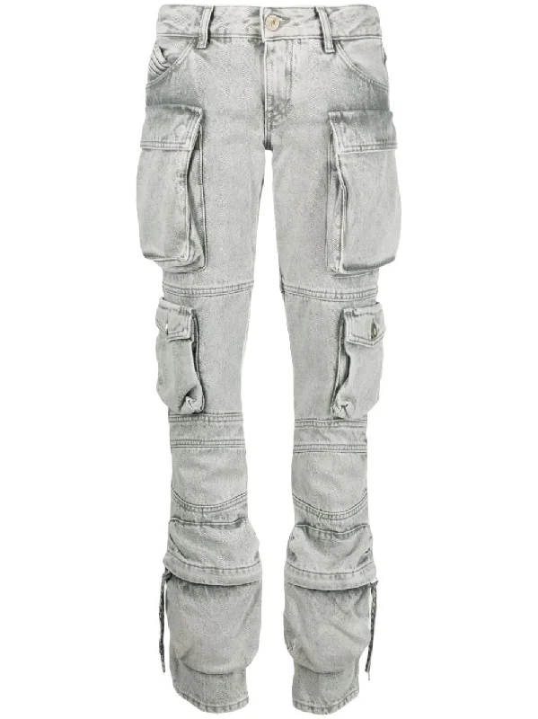 The Attico Jeans Grey Casual Wide-Legged Denim Jeans