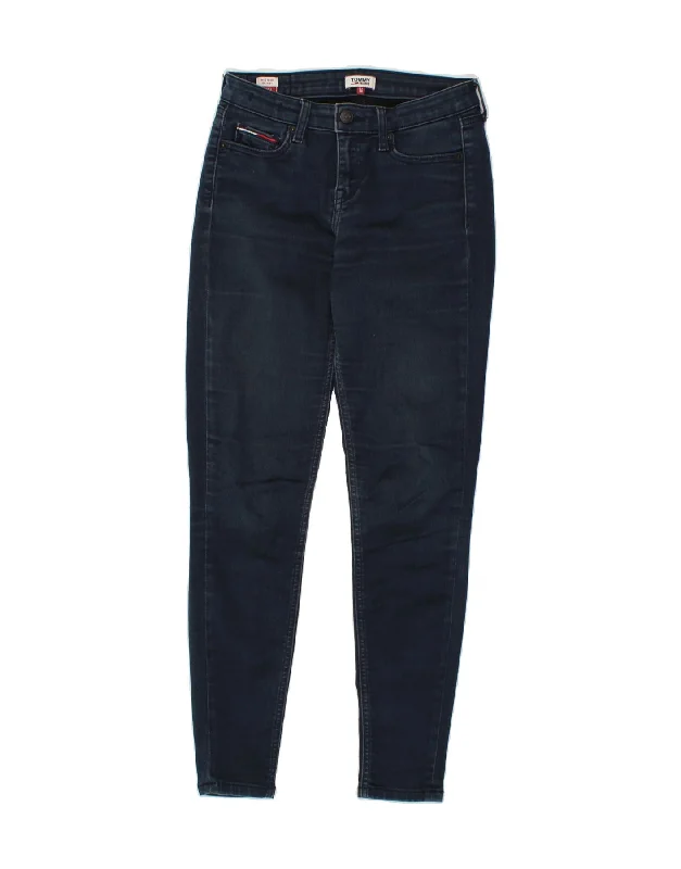 TOMMY HILFIGER Womens Nora Mid Rise Skinny Jeans W27 L30 Navy Blue Cotton Casual High-Waisted Bootcut Jeans TOMMY HILFIGER Womens Nora Mid Rise Skinny Jeans W27 L30 Navy Blue Cotton Casual High-Waisted Bootcut Jeans