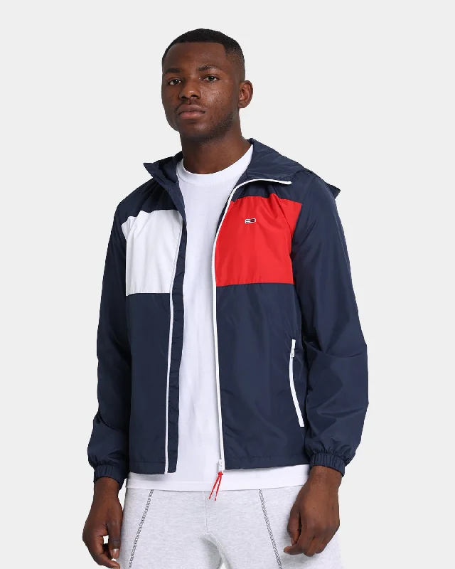 Tommy Jeans Zip Thru Windbreaker Twilight Navy Casual Bootcut Ripped Jeans