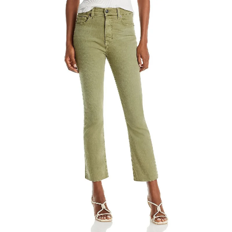 Veronica Beard Womens Carly High Rise Cropped Flare Jeans Casual High-Waisted Bootcut Jeans