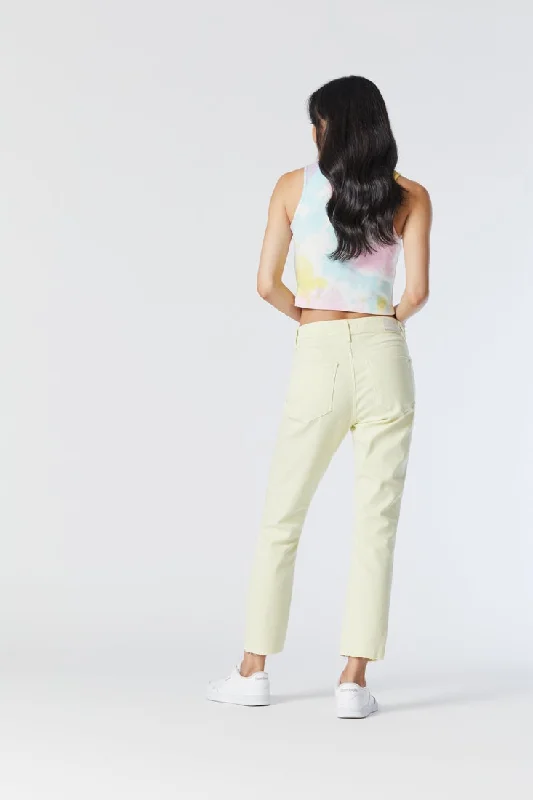 VIOLA STRAIGHT LEG JEANS IN TENDER YELLOW LA VINTAGE Stylish High-Waisted Denim