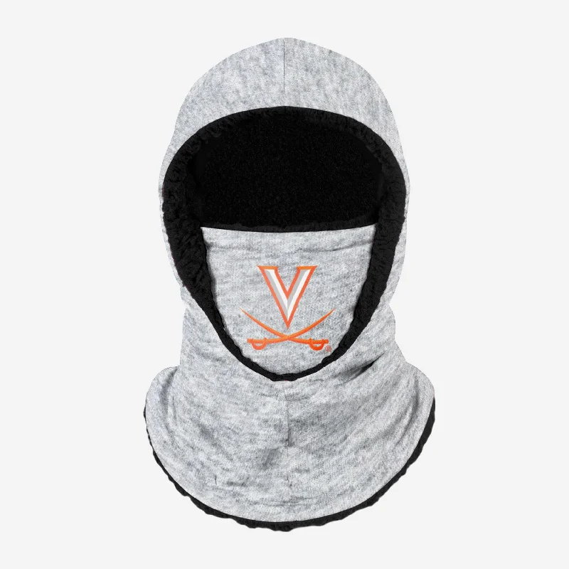 Virginia Cavaliers Heather Grey Big Logo Hooded Gaiter Hoodie with Monochrome Minimalist Simple