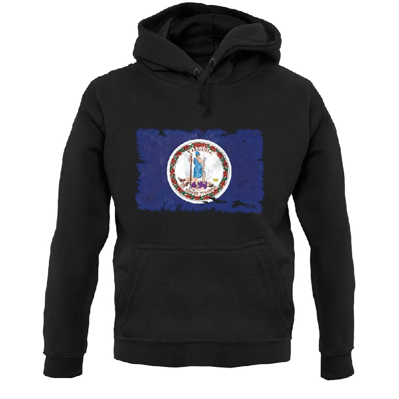 Virginia Grunge Style Flag Unisex Hoodie Oversized Hoodie Comfort Casual
