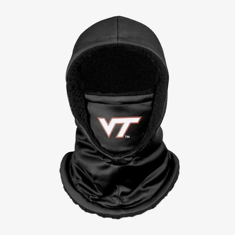 Virginia Tech Hokies Black Hooded Gaiter Hoodie with V-Neck Classic Versatile