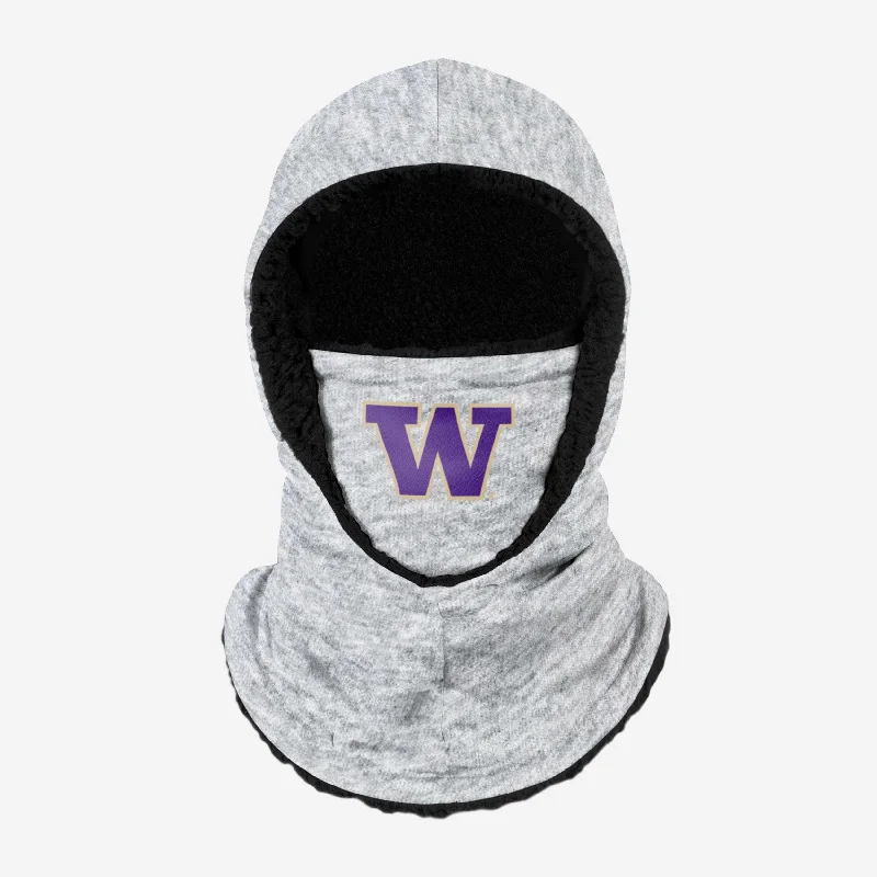 Washington Huskies Heather Grey Big Logo Hooded Gaiter Hoodie with Metallic Shiny Futuristic