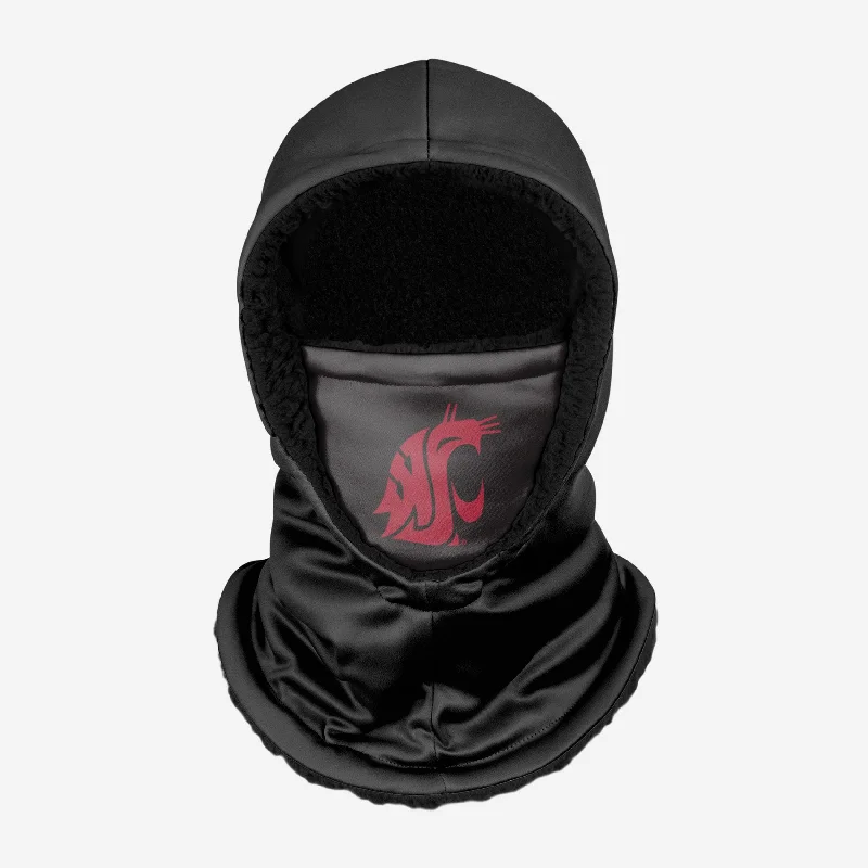 Washington State Cougars Black Hooded Gaiter Hoodie with Cuffed Sleeves Snug Secure