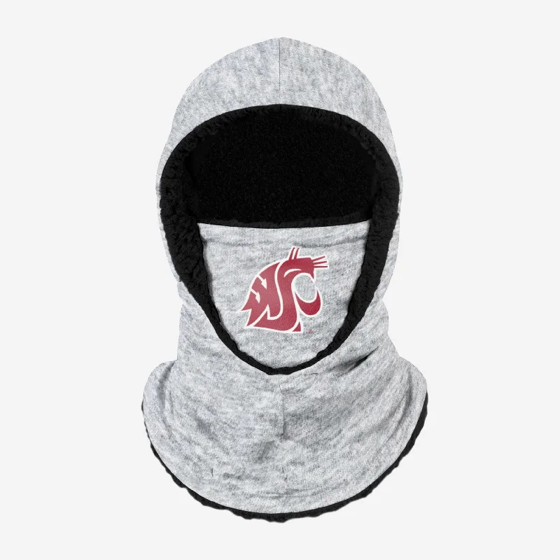 Washington State Cougars Heather Grey Big Logo Hooded Gaiter Hoodie with Metallic Shiny Futuristic Washington State Cougars Heather Grey Big Logo Hooded Gaiter Hoodie with Metallic Shiny Futuristic