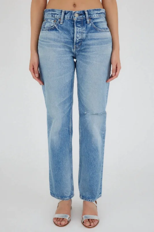 Women's Ballard Wide Straight Mid Rise Jeans In Light Blue Chic Rolled Cuff Denim Jeans Women's Ballard Wide Straight Mid Rise Jeans In Light Blue Chic Rolled Cuff Denim Jeans