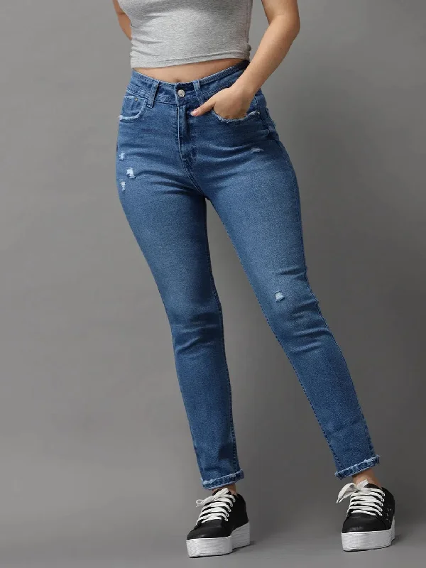 Women's Blue Solid Slim Fit Denim Jeans-GZ-5178-Blue Comfortable Zip-Fly Denim Jeans Women's Blue Solid Slim Fit Denim Jeans-GZ-5178-Blue Comfortable Zip-Fly Denim Jeans