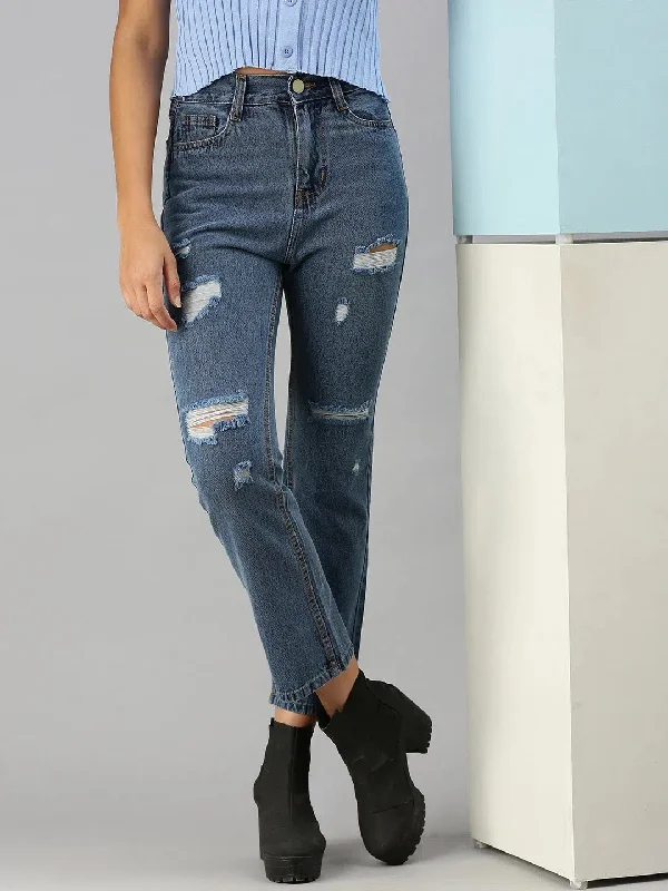 Women's Blue Solid Straight Fit Denim Jeans-GZ-2543B-Blue Fashionable Slim Fit Jeans Women's Blue Solid Straight Fit Denim Jeans-GZ-2543B-Blue Fashionable Slim Fit Jeans