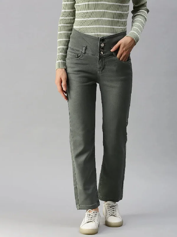 Women's Grey Solid Fit Denim Jeans-IM-9797A-Grey Trendy Skinny Fit Jeans