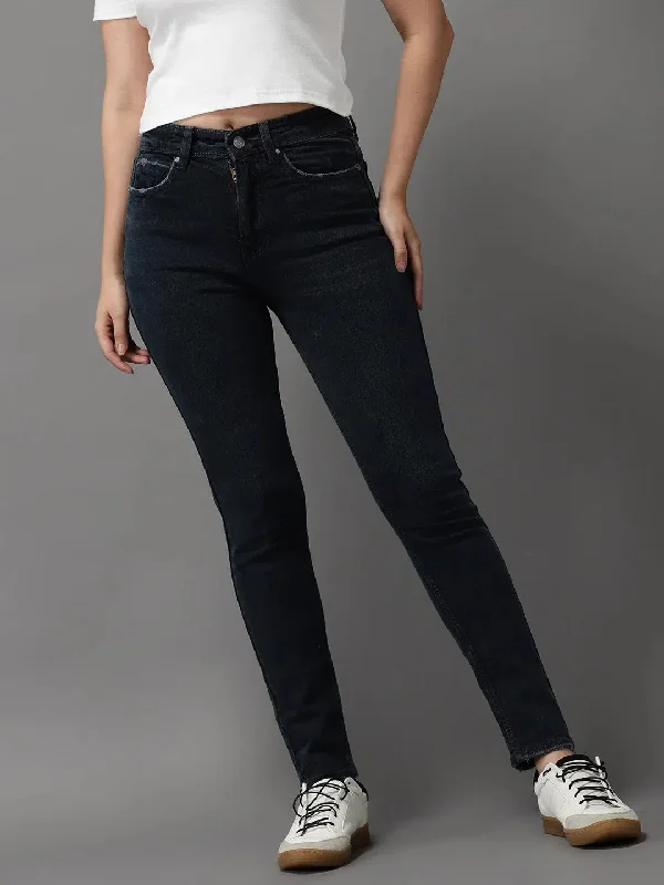 Women's Grey Solid Slim Fit Denim Jeans-GZ-5162-Grey Classic Blue Denim Jeans