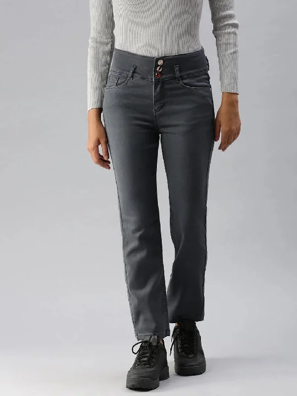 Women's Grey Solid Straight Fit Denim Jeans-IM-9796-Grey Trendy Paperbag Waist Jeans Women's Grey Solid Straight Fit Denim Jeans-IM-9796-Grey Trendy Paperbag Waist Jeans