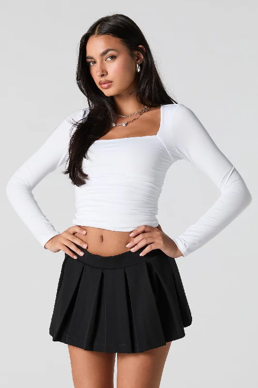 Crepe Pleated Mini Skort seamless skirt comfort