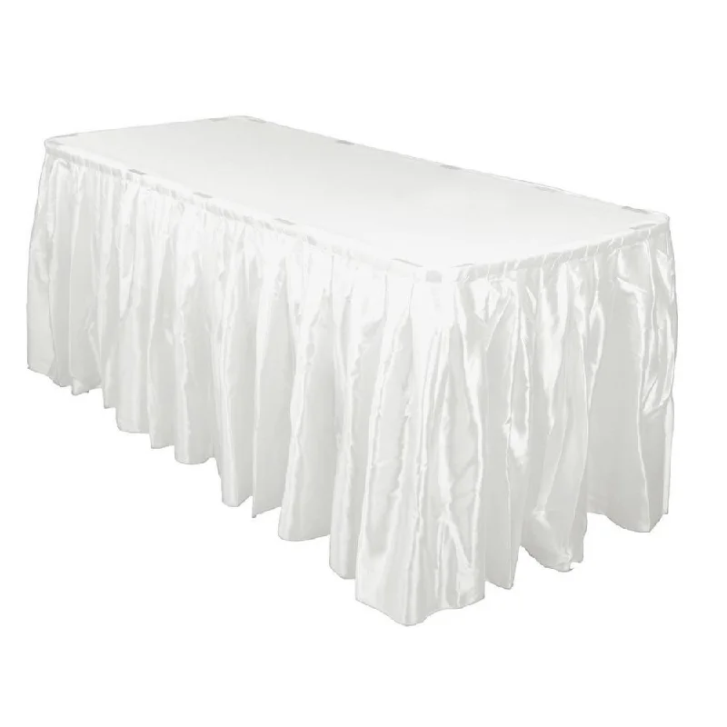 14 Ft. White Accordion Pleat Bridal Satin Table Skirt wool skirt thick