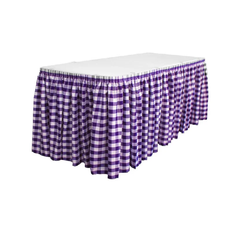 14 Ft. x 29 in. White and Purple Accordion Pleat Checkered Polyester Table Skirt athletic skirt fit