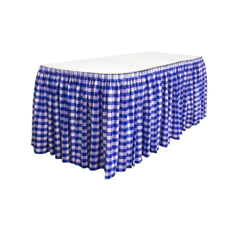 14 Ft. x 29 in. White and Royal Blue Accordion Pleat Checkered Polyester Table Skirt leather skirt modern