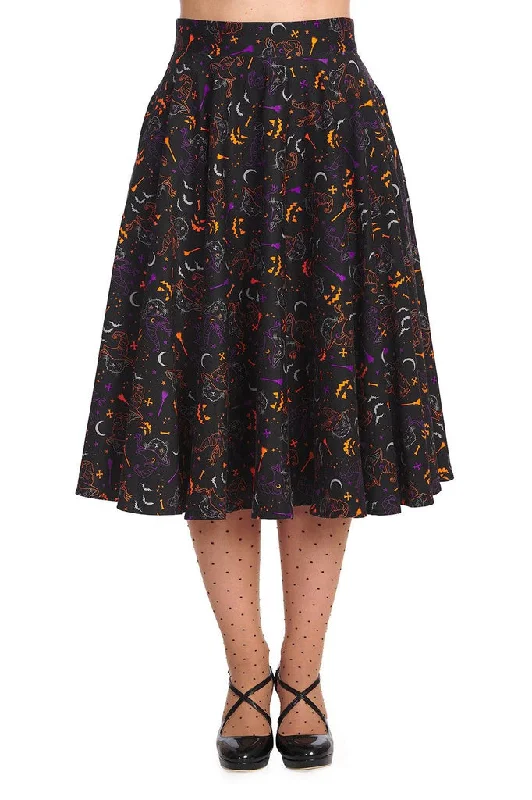 All Hallows Cat Swing Skirt maxi skirt elegant