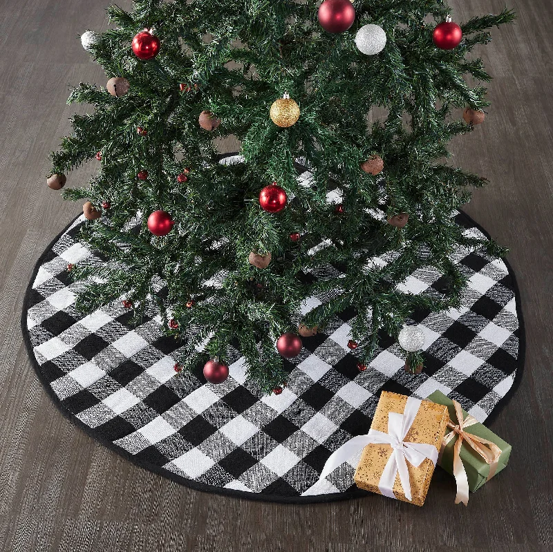 Annie Black Check Tree Skirt 48" VHC Brands belted skirt waist