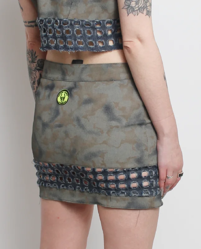 APOCALYPTIC SKIRT OLIVE CAMOUFLAGE V2 linen skirt natural