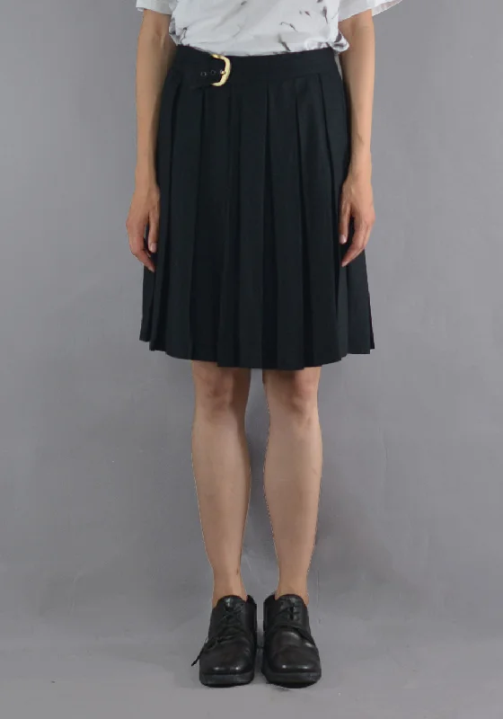 ART SCHOOL MSKRT005 PLEATED SCHOOL SKIRT BLACK corduroy skirt cozy