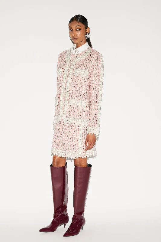 AUBREY SKIRT PINK TWEED zip skirt side
