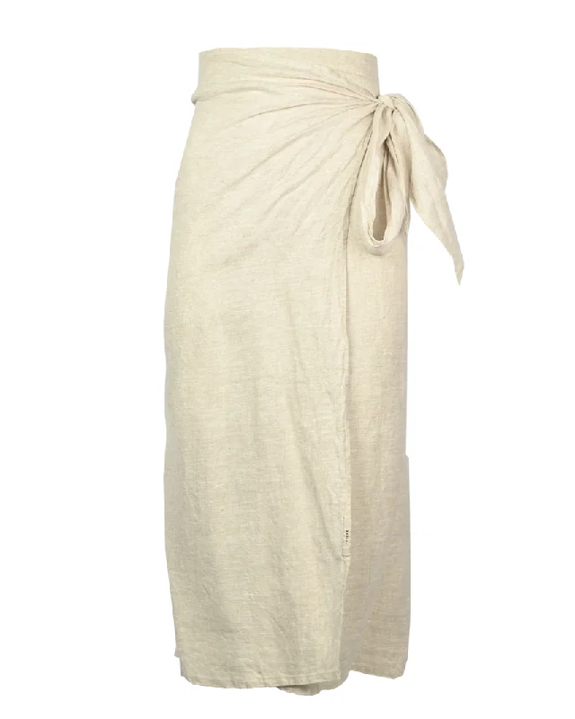 Beige Linen Wrap Skirt linen skirt relaxed