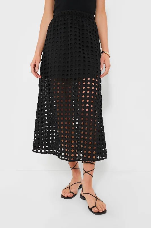 Black Cotton Eyelet Eve Skirt chiffon skirt delicate