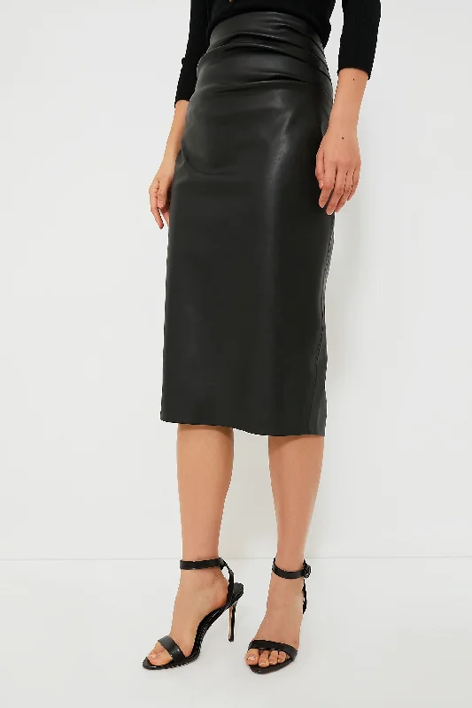 Black Leather Monica Midi Skirt linen skirt natural