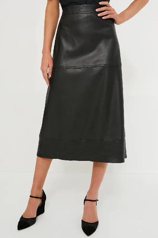 Black Leather Zaira Skirt wool skirt warm