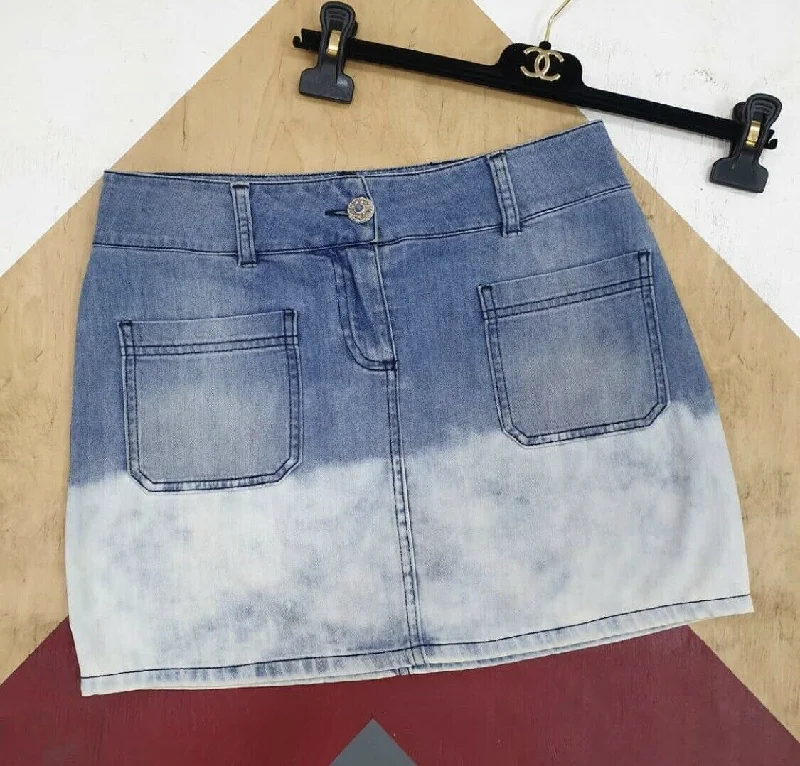 Chanel Button  Denim Mini Skirt Sz 38 corduroy skirt durable