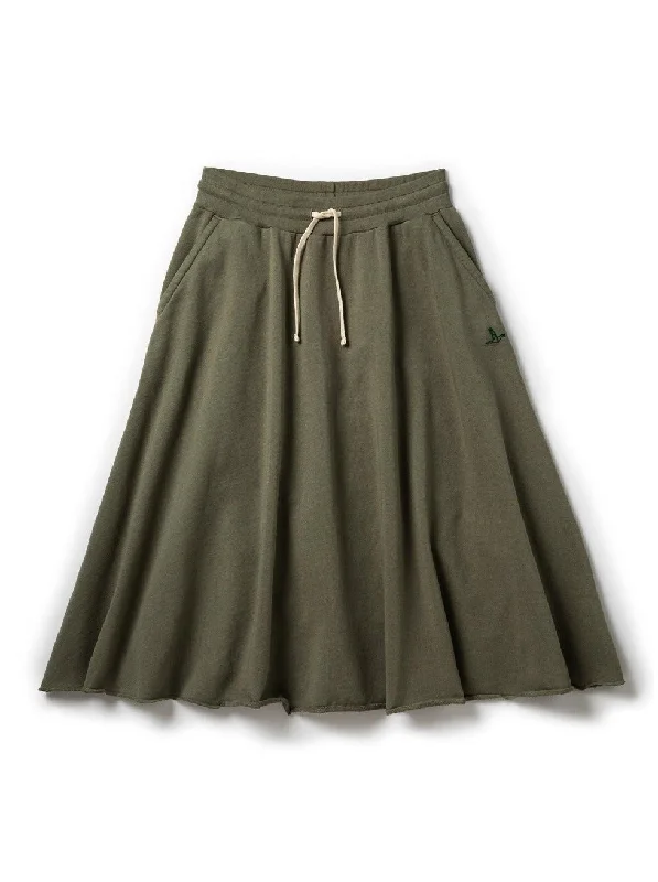 Terry Skirt - Olive slim fit skirt