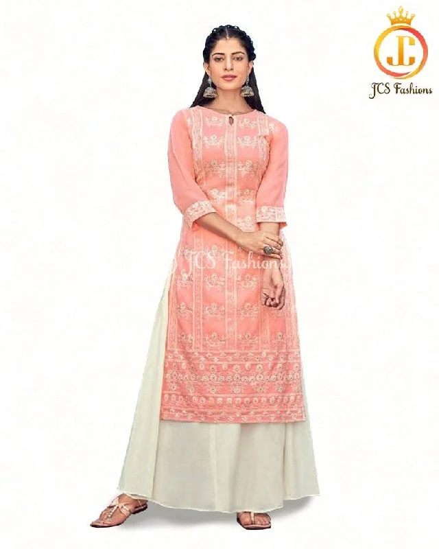 Elegant Pure Georgette Lucknowi Kurti with Cotton Skirt wrap skirt elegant