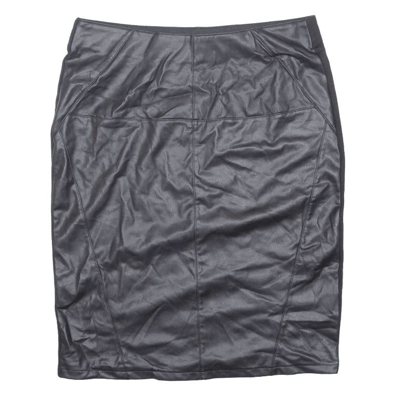 ESMARA Faux Leather Womens Pencil Skirt Black Knee Length M wrap skirt elegant