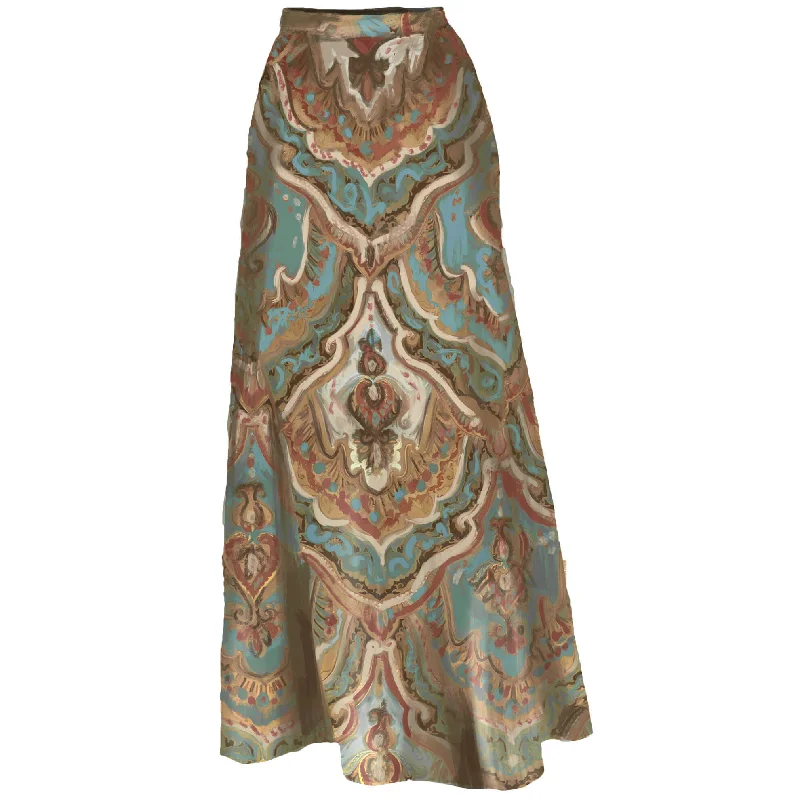 Forest Challis Skirt silk skirt lustrous