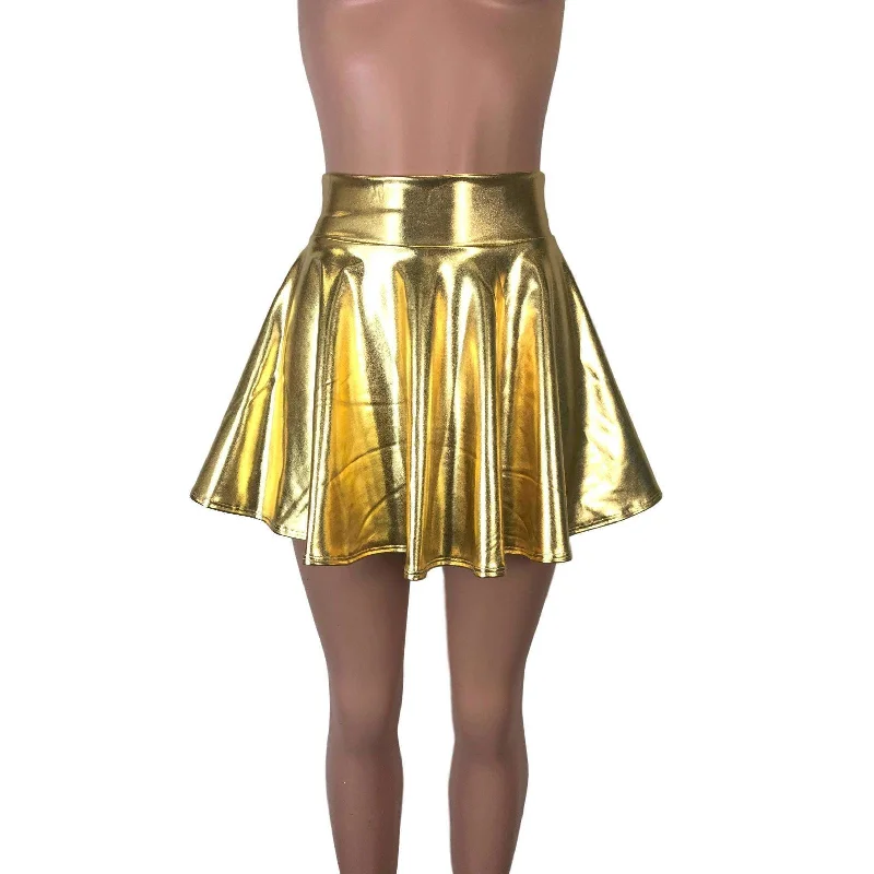 Skater Skirt - Gold Metallic corduroy skirt cozy