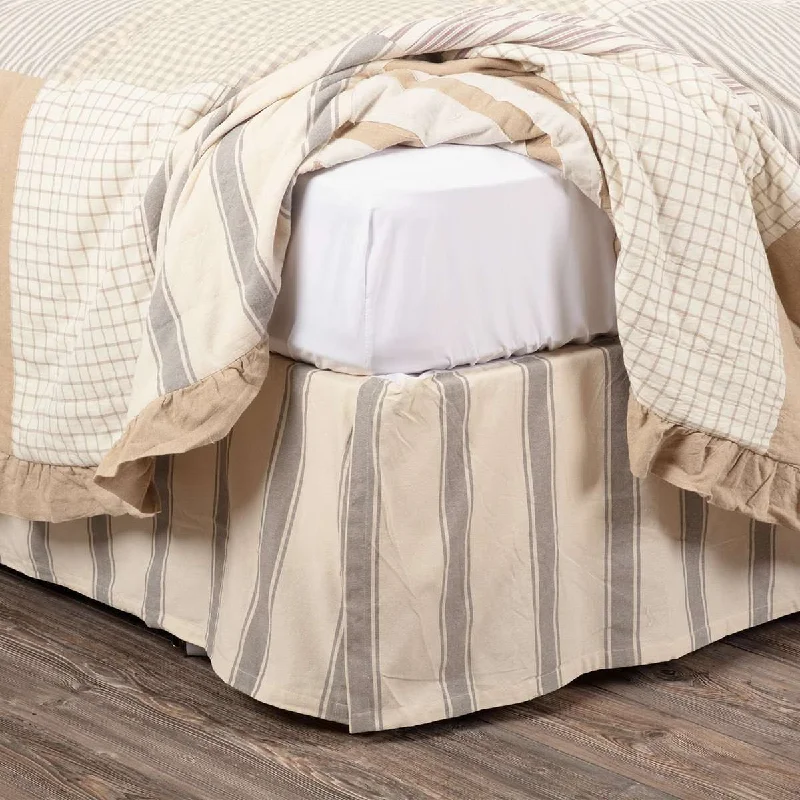 Grace Bed Skirts Creme, Nickel Grey VHC Brands breathable skirt fabric