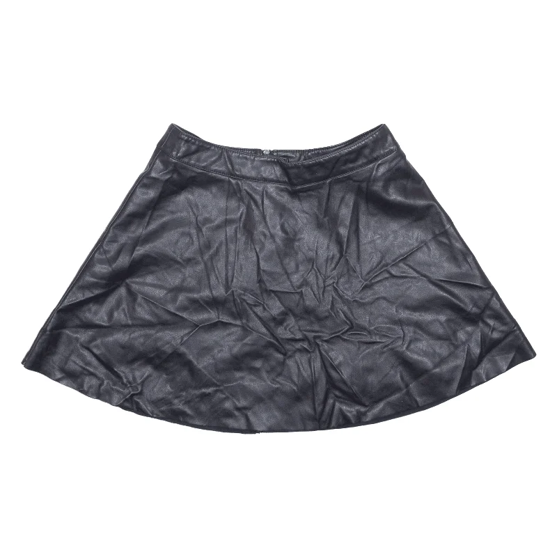 H&M DIVIDED Faux Leather Womens Skater Skirt Black Short UK 8 velvet skirt glossy