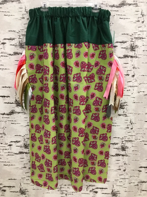 Handmade Beaded Strawberries Forest Green Ribbon Skirt pencil skirt chic