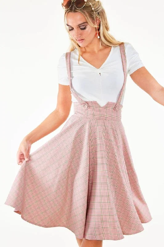 Helena Plaid Suspender Flare Skirt summer skirt style