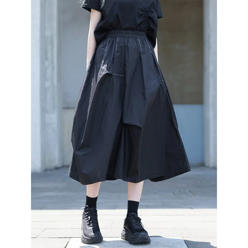 Irregular Black Casual Skirt modal blend skirt