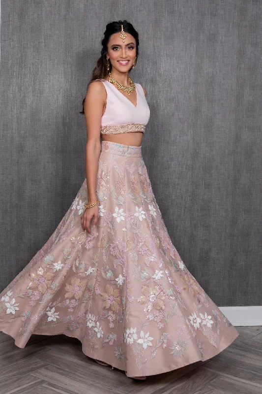 LADLI Pastel Floral Lehenga Skirt tulle skirt dreamy