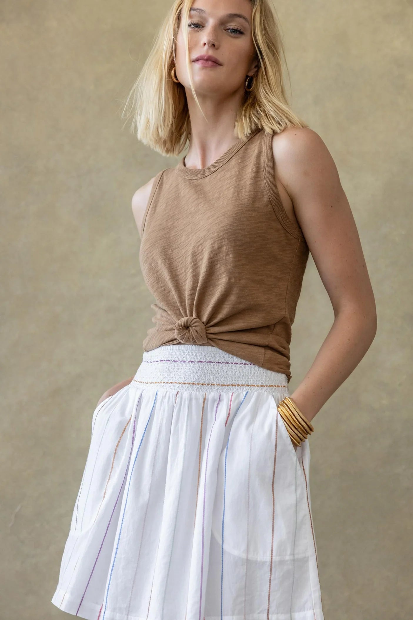 SMOCKED SKIRT velvet skirt luxurious