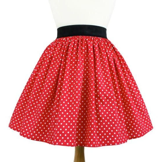 "Lindy" Red and White Polkadot Skirt velvet skirt glossy