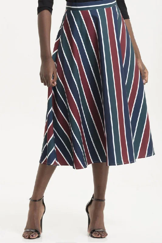 Madelyn Striped Full Circle Skirt midi skirt versatile