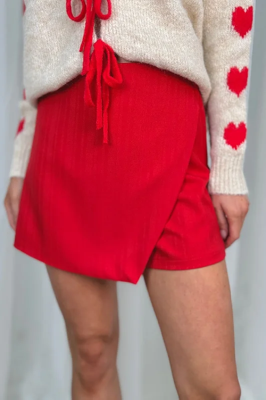 Maria Wrap Skort In Red midi skirt versatile