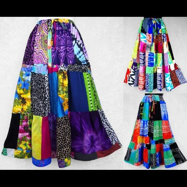 Masala Long Patchwork Skirt chiffon skirt flowing