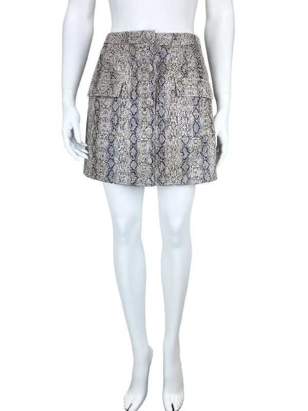 Mittoshop, Women's Faux Leather Snakeskin Mini Skirt, Taupe/Black , Size M pencil skirt chic